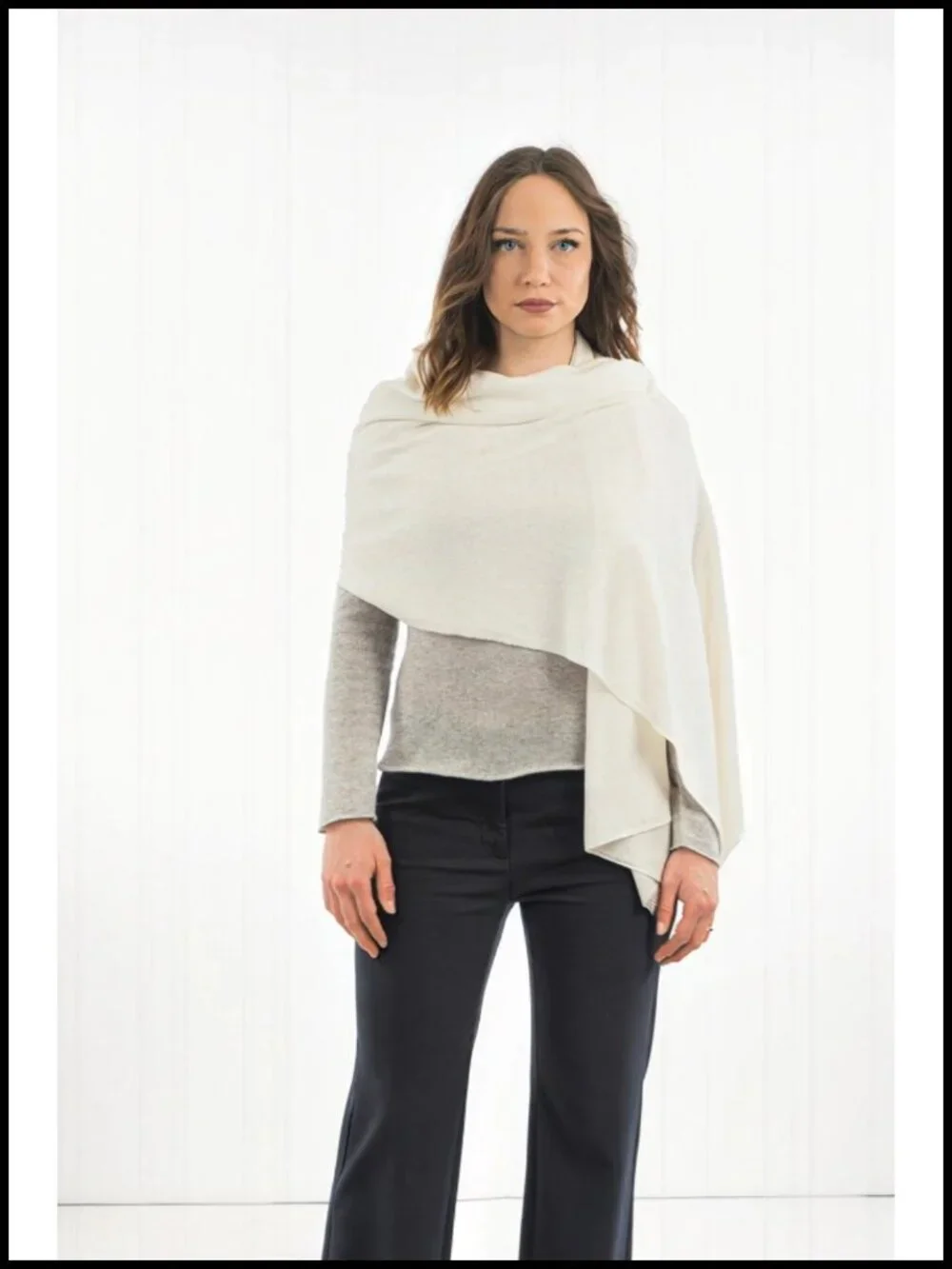 Cashmere Blend Stole Wrap Italy 24x73 One Size